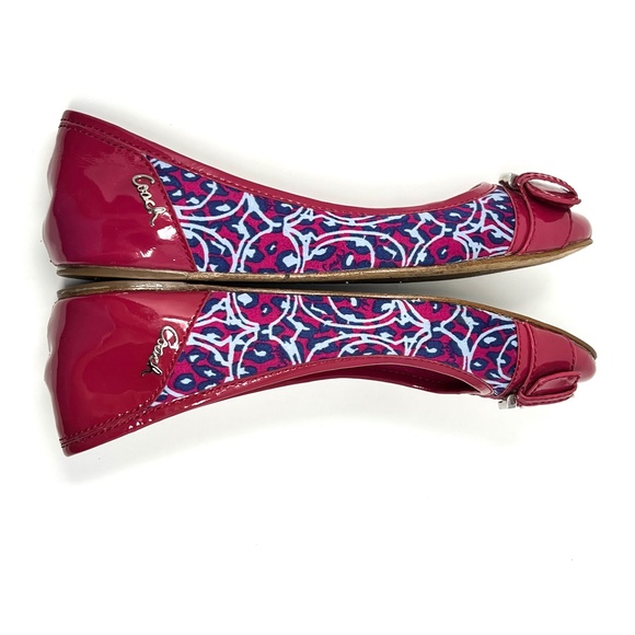 Coach Women's Remmi pink and blue patterned buckle ballet flats size 9.5 B - Picture 5 of 11
